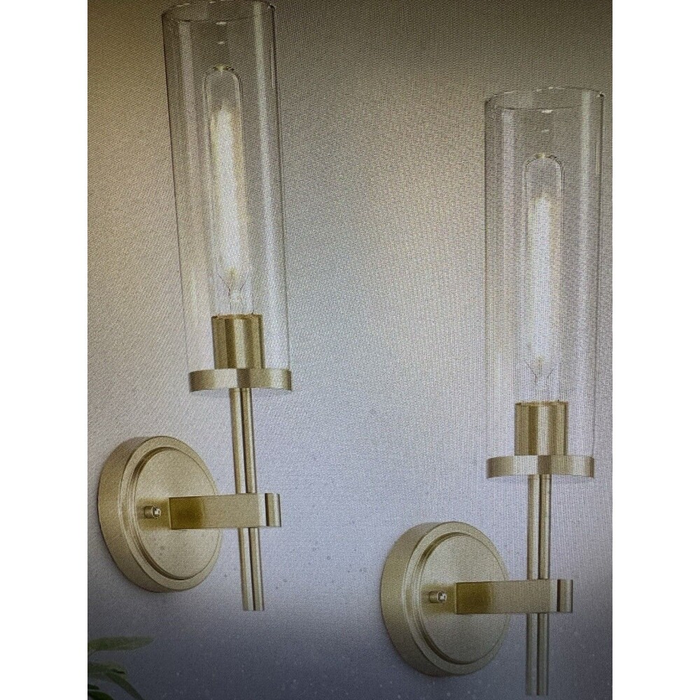 Wall Sconces Set Of Two, Hardwired Brushed Gold Bathroom Sconces Wall Lighting